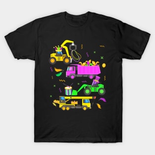 Construction Vehicle Mardi Gras For Toddler Boys Kids Youth T-Shirt